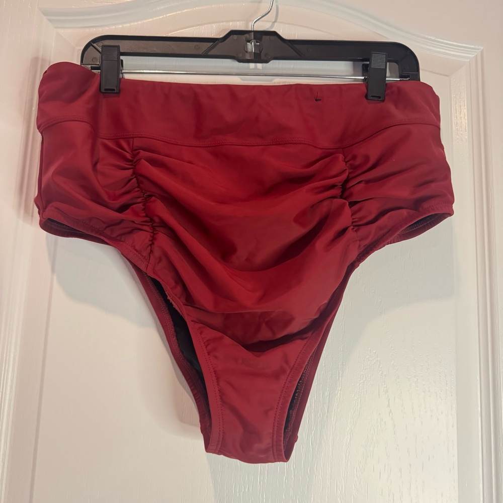 Torrid 1 Red Ruched High-Waisted Bikini Bottom